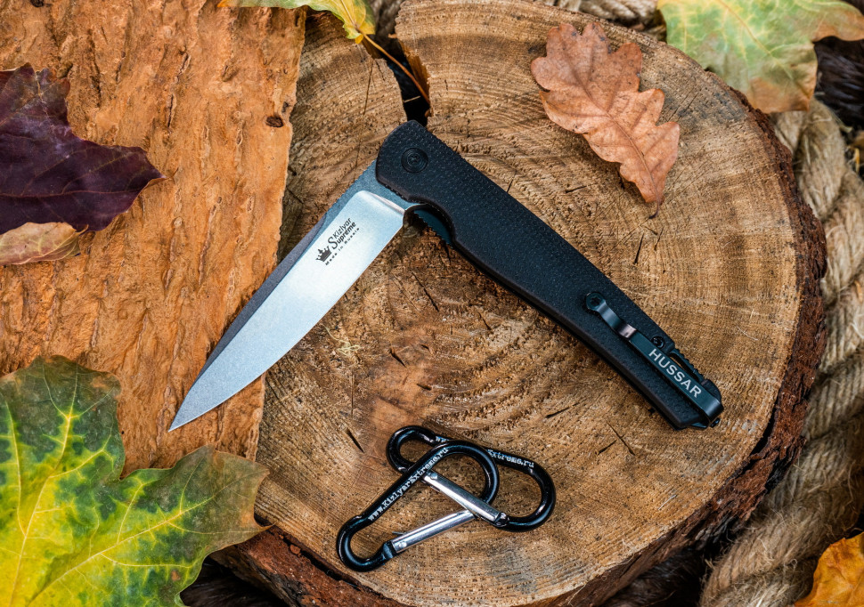 Cкладной нож HUSSAR VG-10 SW G10-BH (Stonewash, G10 Black Handle)