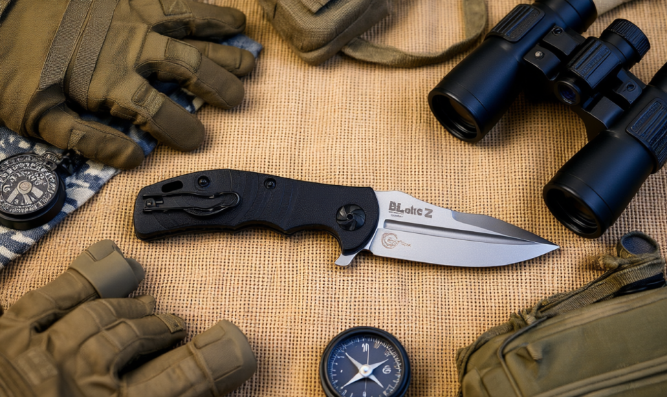 Складной нож BLOKE Z Elmax SW G10-BH (StoneWash, G10 Black Handle)