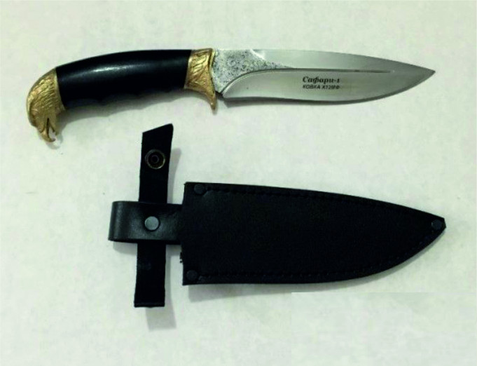 Нож туристический "Сафари-1", латунь, граб, Кизляр