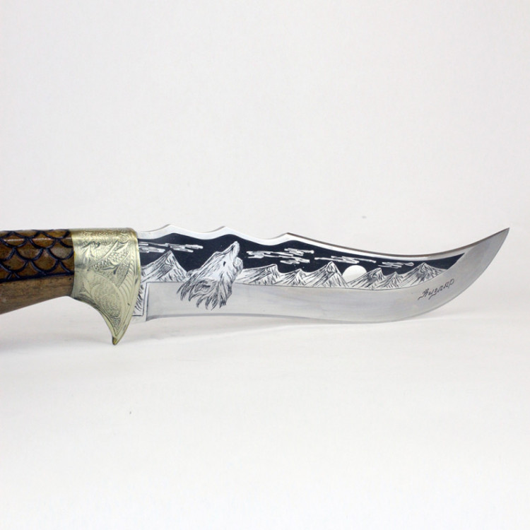 Нож туристический "Атаман", орех, гардовый, резной Кизляр