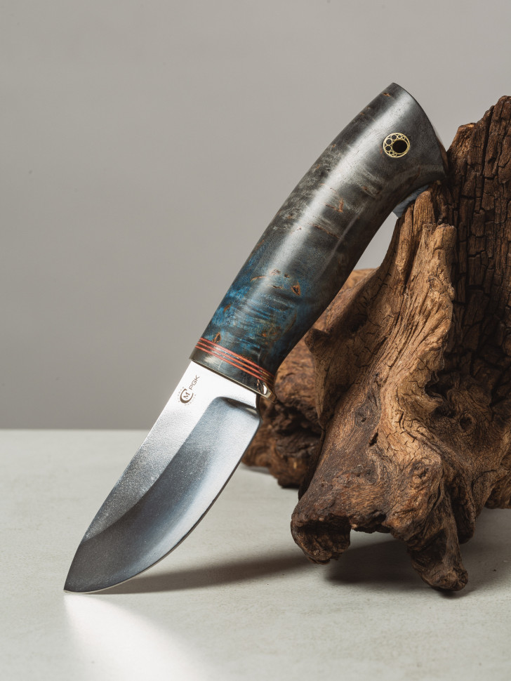 Нож Шкурник для снятия шкур охотничий Мастерская Семина PGK стабилизированная карельсткая береза кожаные ножны