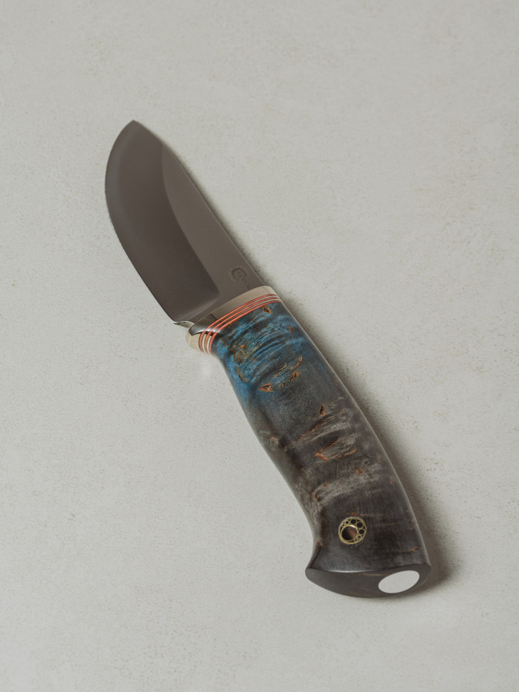 Нож Шкурник для снятия шкур охотничий Мастерская Семина PGK стабилизированная карельсткая береза кожаные ножны