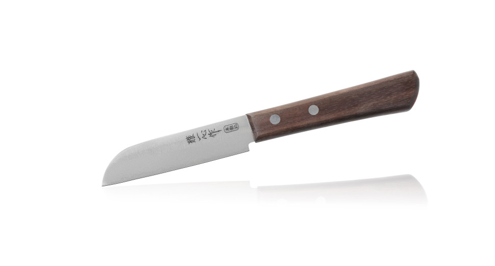 Кухонный Нож овощной Kanetsugu длина лезвия 9 см, сталь AUS-8 SUS410, 3 слоя, рукоять розовое дерево, заточка #5000