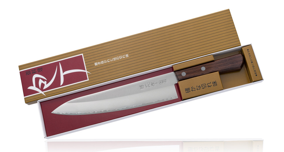 Шеф-нож кухонный Kanetsugu сталь SUS410 AUS-8 рукоять розовое дерево