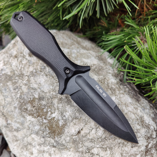 Нож  туристический  Grave (AUS-10 Black stonewash, G 10 Black)