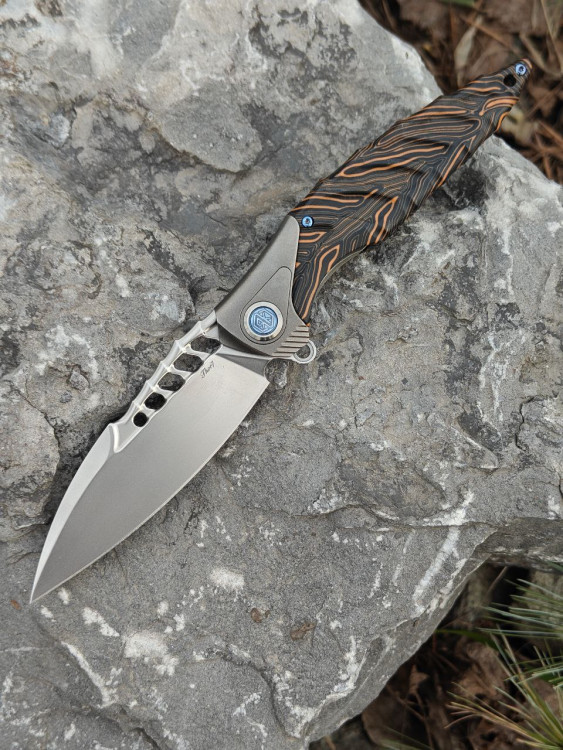 Нож складной Rike Knife Thor7 M390 Black Orange Carbon Fiber 