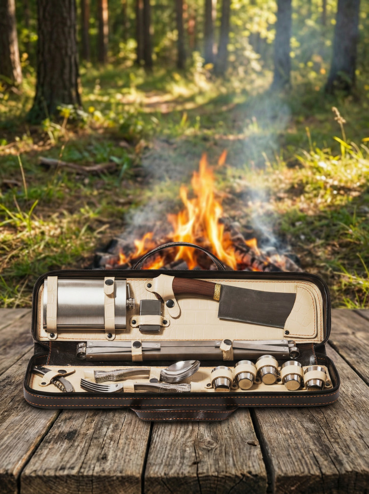 Шашлычный набор Пикник (мангалом шампуры нож посуда)