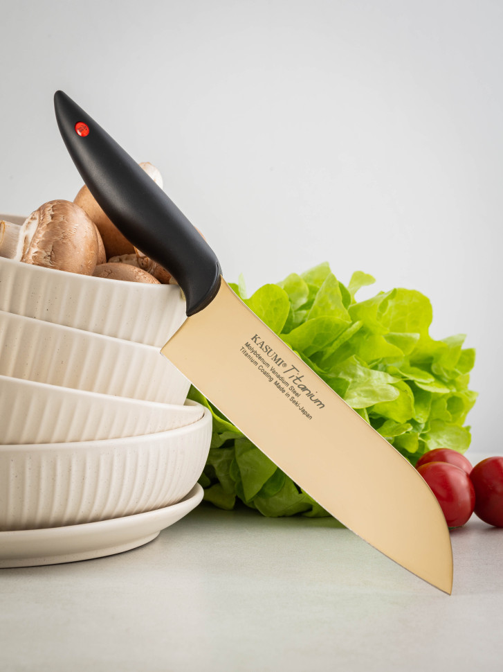 Купить японский шеф Сантоку Kasumi Titanium в Москве с доставкой по России