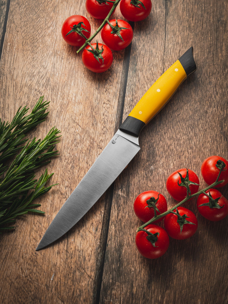 Набор кухонных ножей "Хозяин", ст.VG-10, ц.м.,рук.G10 желтый бархатная шкатулка