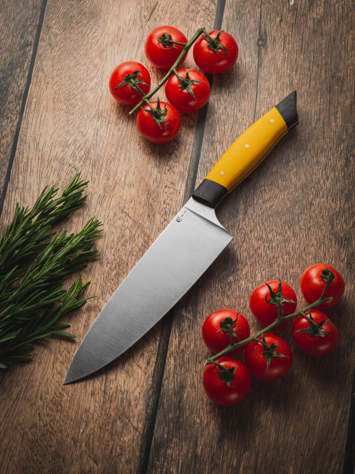 Набор кухонных ножей "Хозяин", ст.VG-10, ц.м.,рук.G10 желтый бархатная шкатулка