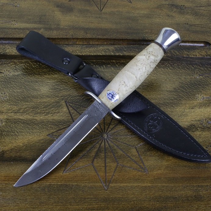 Нож туристический "Финка-2" карельская береза, алюминий, ZD 0803, Златоуст АиР